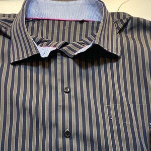 Arnold Zimberg Men's Striped Button-Down Shirt flip cuff size XT